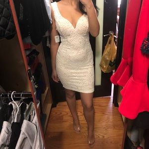 Ivory lace mini dress